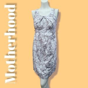 Motherhood Maternity Floral Summer Dress Medium Gray/White